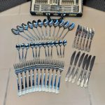 Lot Imported 48 Pieces – 12 Person Luxury Cutlery Set – Leather Case 13